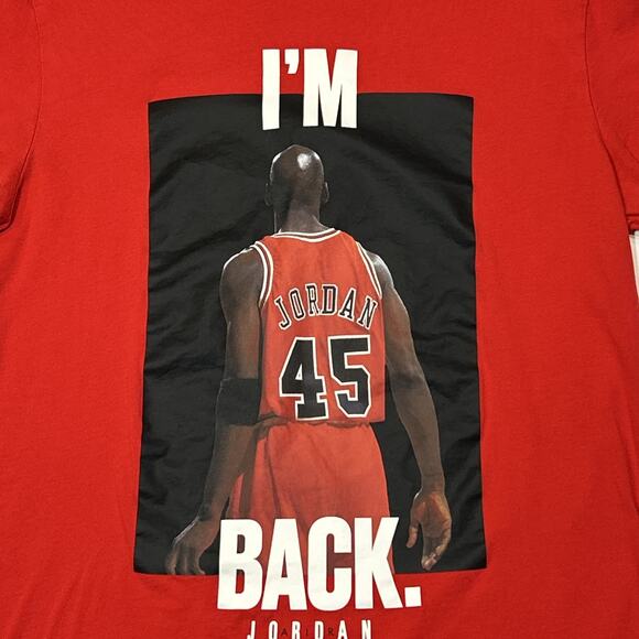 Air Jordan Shirt Mens Size Medium Red Im Back Basketball Short Sleeve Tee - Picture 2 of 11